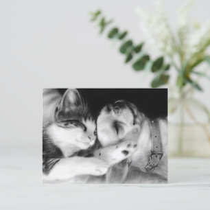 "Friends" Award Winning Chihuahua and Cat Painting Vykort