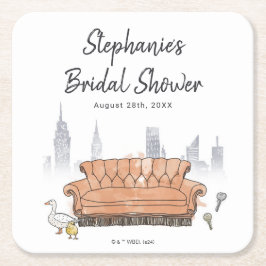 FRIENDS™ | Central Perk Akvarell Bröllchdusch Underlägg Papper Kvadrat