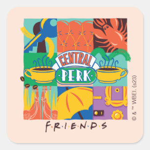 FRIENDS™ Central Perk livfull grafik Fyrkantigt Klistermärke