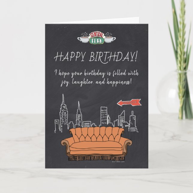 FRIENDS™ | Central Perk Svarta tavlan Födelsedag Kort (Framsida)