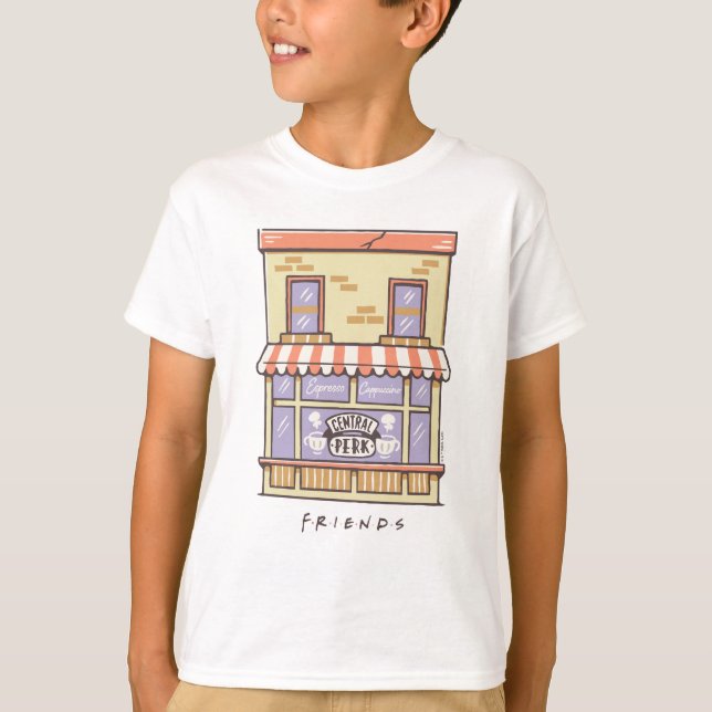 FRIENDS™ | Central Perk Tecknad Kaffebar T Shirt (Framsida)