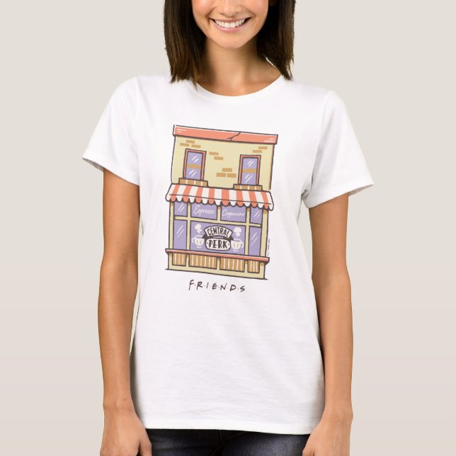 FRIENDS™ | Central Perk Tecknad Kaffebar T Shirt (Framsida)