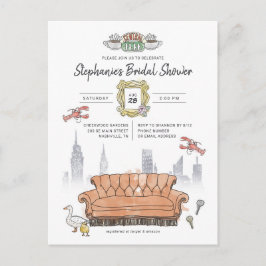 FRIENDS™ | Central Perk Watercolor Bröllopsdusch Vykort