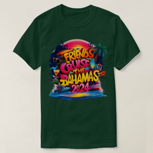 Friends Cruise 2024 Matching Flamingo Cruise Squad T Shirt (Design framsida)