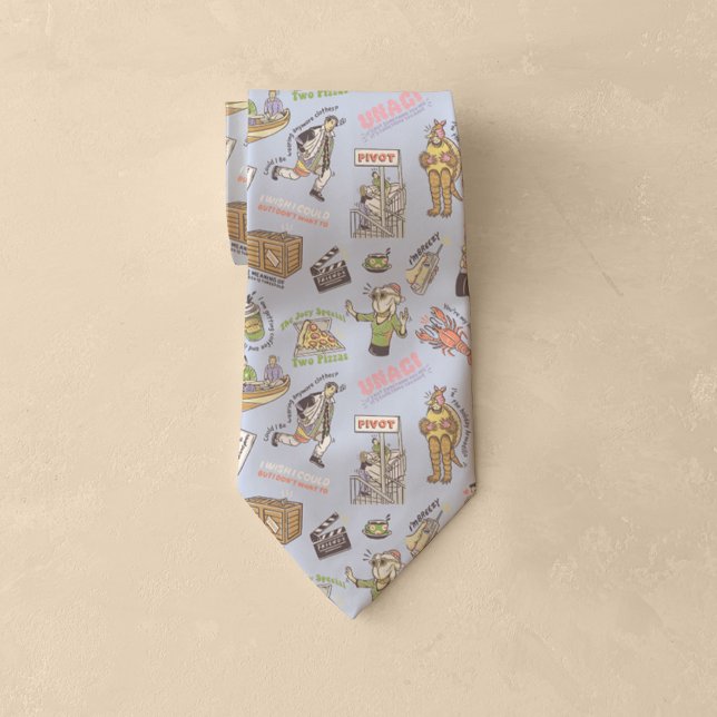 FRIENDS™ Färgglatt Tecknad Mönster Slips (Tie rolled up on table)