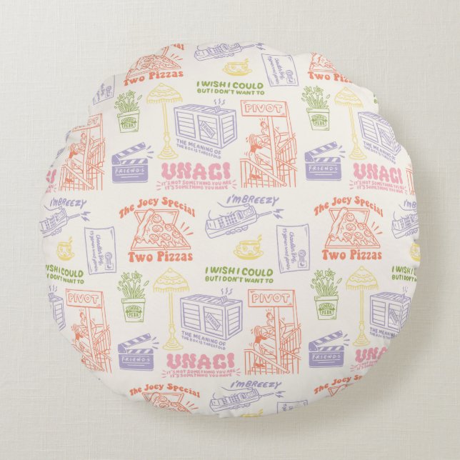 FRIENDS™ färgstarka citattecken Mönster Rund Kudde (Framsidan)