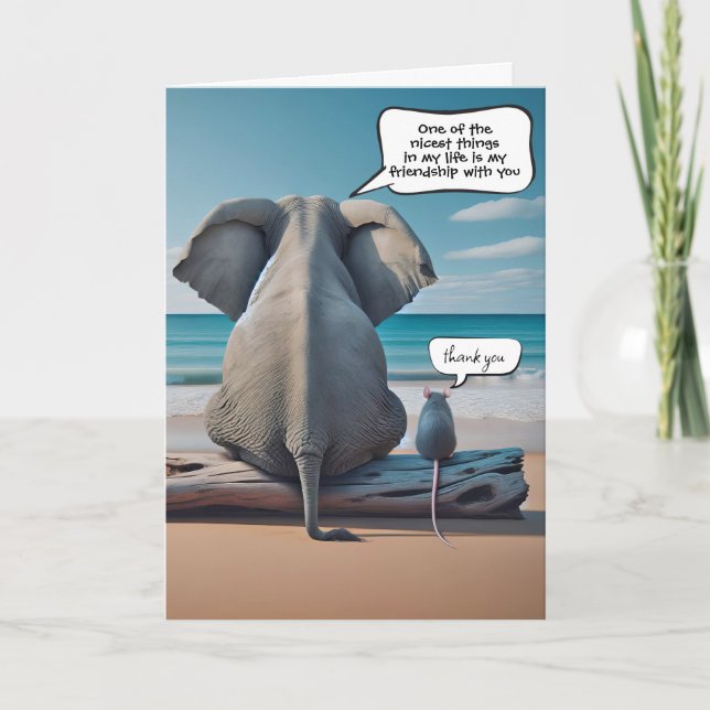 Friends födelsedag elefant och mus kort (Framsida)