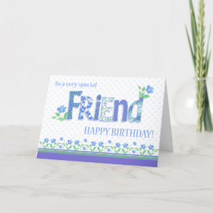 Friends födelsedag med Periwinkle Flowers Card Helgkort