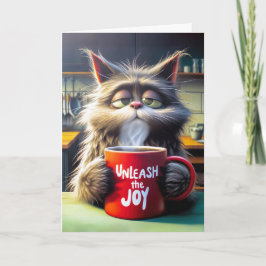 Friends födelsedag Sömnig katt med Red Mugg Kort