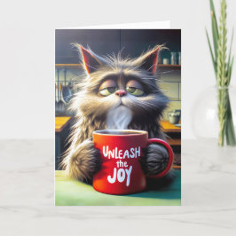 Friends födelsedag Sömnig katt med Red Mugg Kort