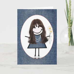 Friends födelsedag Stick figur Girl Kort