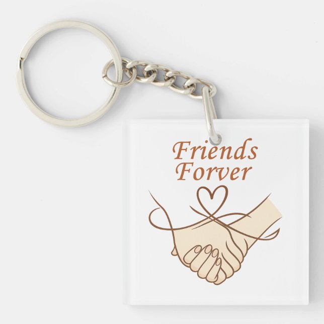 Friends Forever Holding Hands Square Keychain (Framsidan)