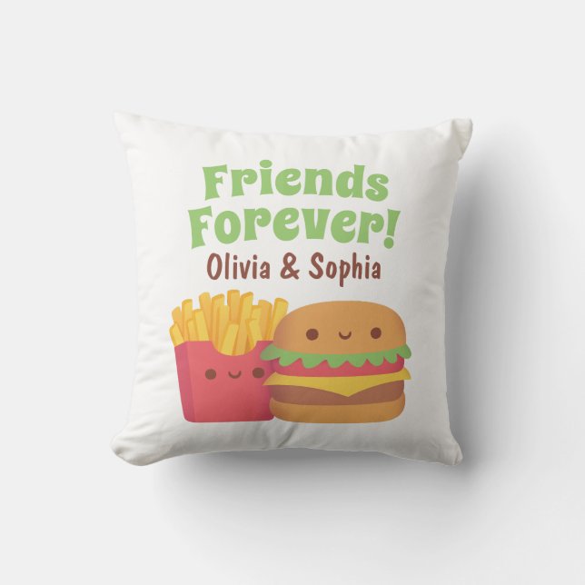 Friends Forever, Kawaii Fries och Burger Bestie Kudde (Framsida)