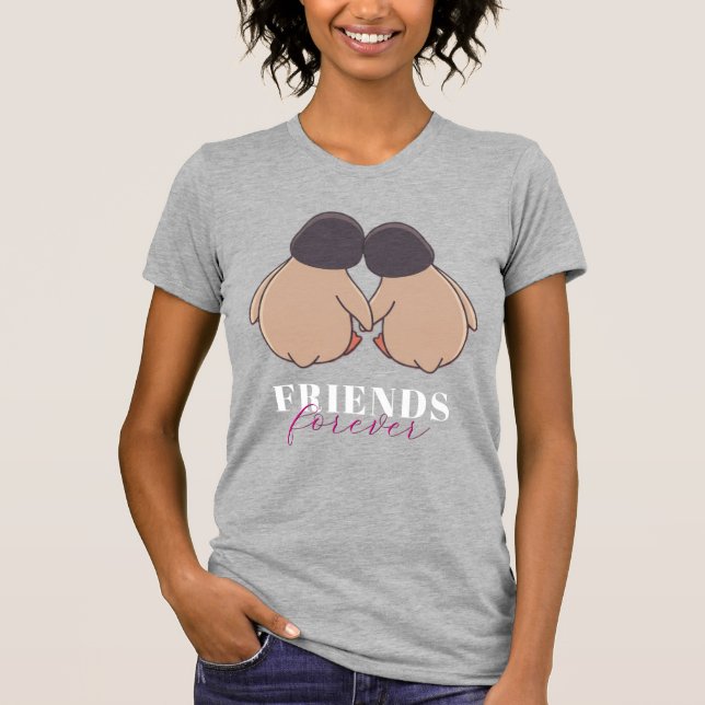 Friends Forever Pingvin Dam T Shirt - Färg (Framsida)