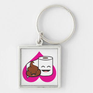 Friends Forever - Poop och Toilet Papper Roll Fyrkantig Silverfärgad Nyckelring