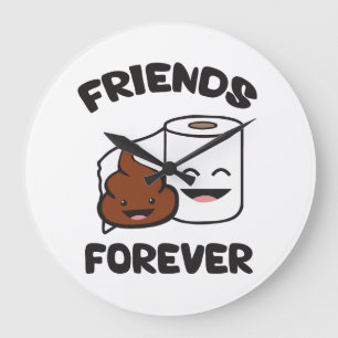 Friends Forever - Poop och Toilet Papper Roll Stor Klocka
