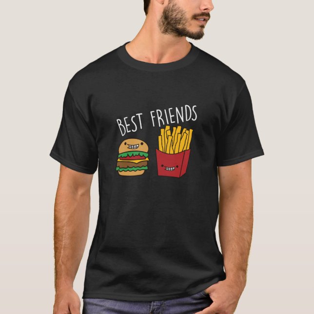 Friends Fries Cheeseburger Fast Food Burger T Shirt (Framsida)