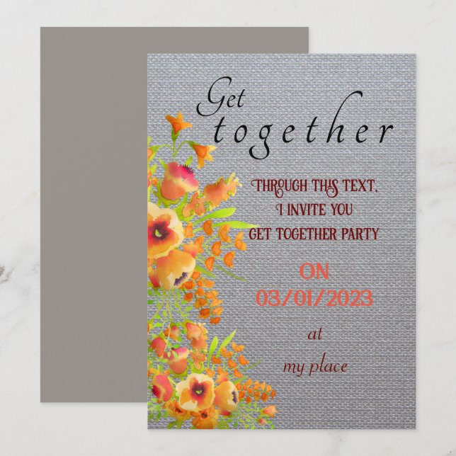 Friends get together  invitation inbjudningar (Fram/baksida)