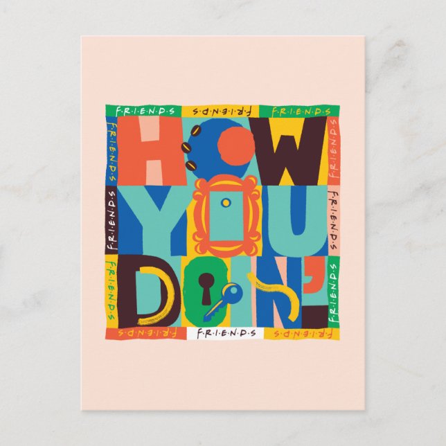 FRIENDS™ | How You Doin' - Livlig Grafisk Design Vykort (Framsida)
