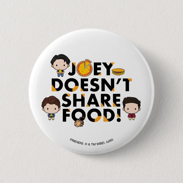 FRIENDS™ | Joey delar inte med sig av mat Chibi Knapp (Framsida)