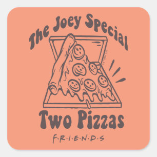 FRIENDS™ Joey Pizza Citat Fyrkantigt Klistermärke