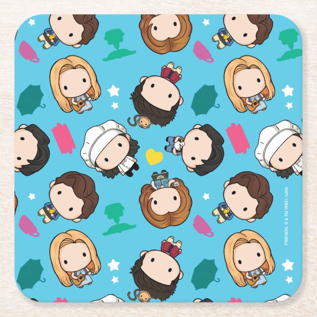 FRIENDS™ | Karaktär Chibi-mönster Underlägg Papper Kvadrat (Framsidan)