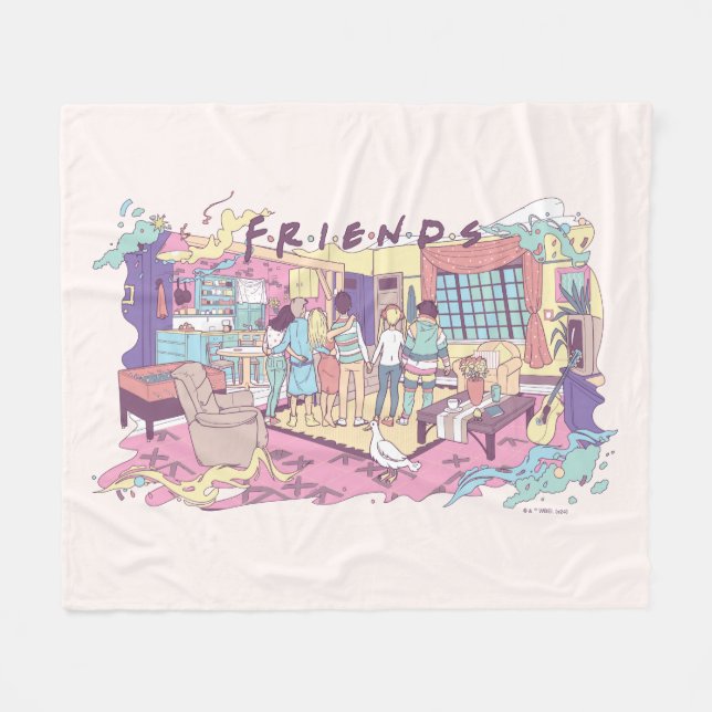 FRIENDS™ | Lägenhets Cartoon Fleecefilt (Framsidan (Horisontell))