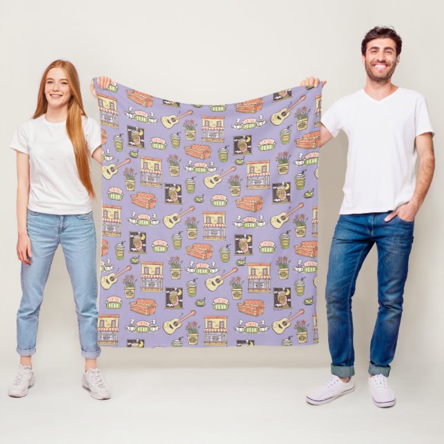 FRIENDS™ | Lila ikonmönster Fleecefilt (På plats)