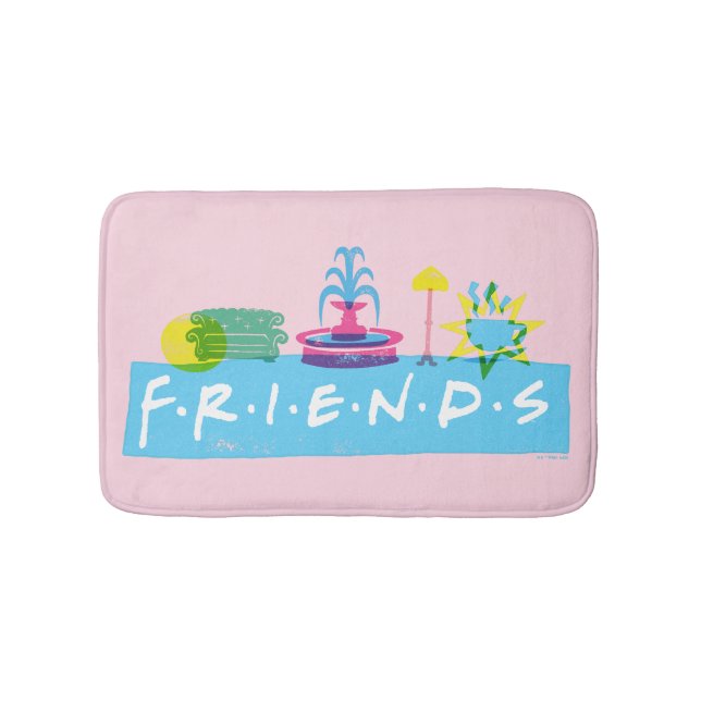 FRIENDS™ | Logotyp med Ikoner Badrumsmatta (Framsidan)
