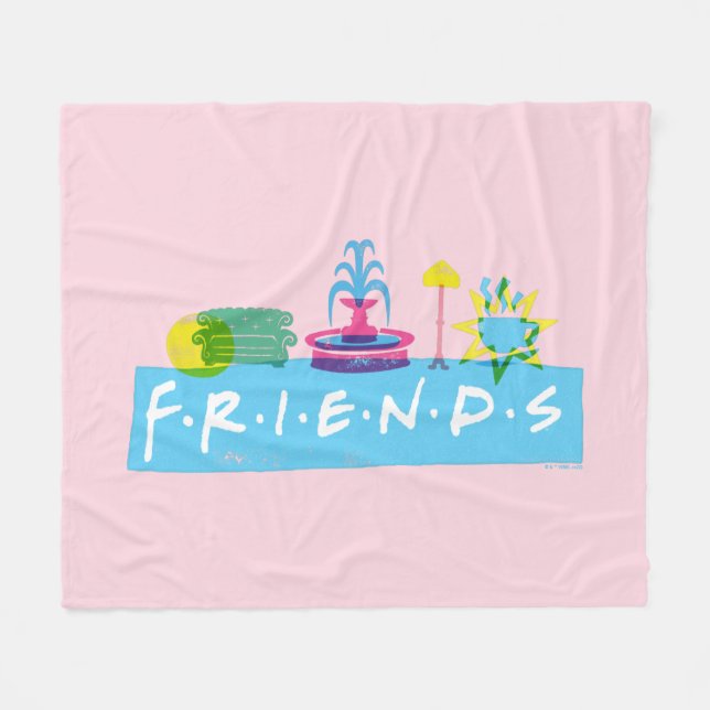 FRIENDS™ | Logotyp med Ikoner Fleecefilt (Framsidan (Horisontell))