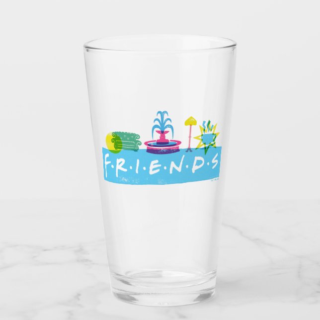 FRIENDS™ | Logotyp med Ikoner Glaskopp (Framsida)