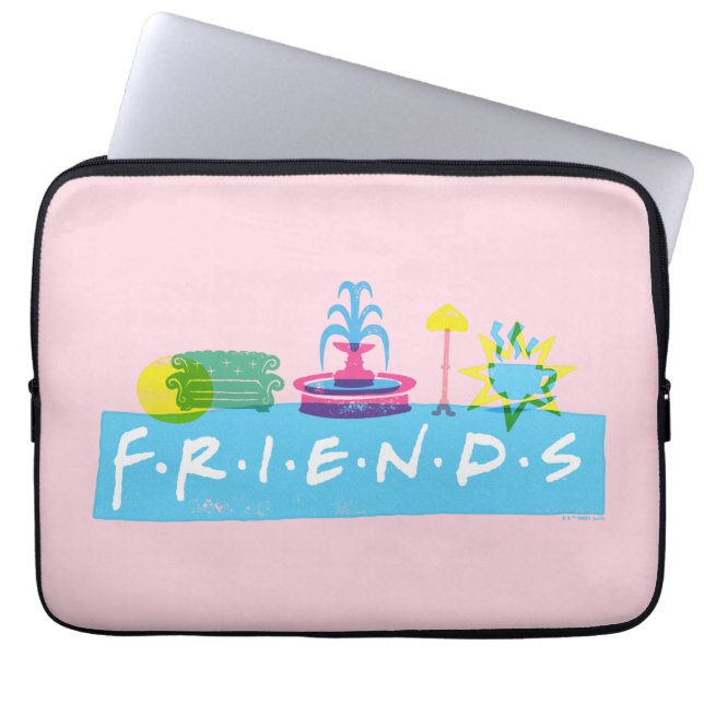 FRIENDS™ | Logotyp med Ikoner Laptop Fodral (Framsidan)