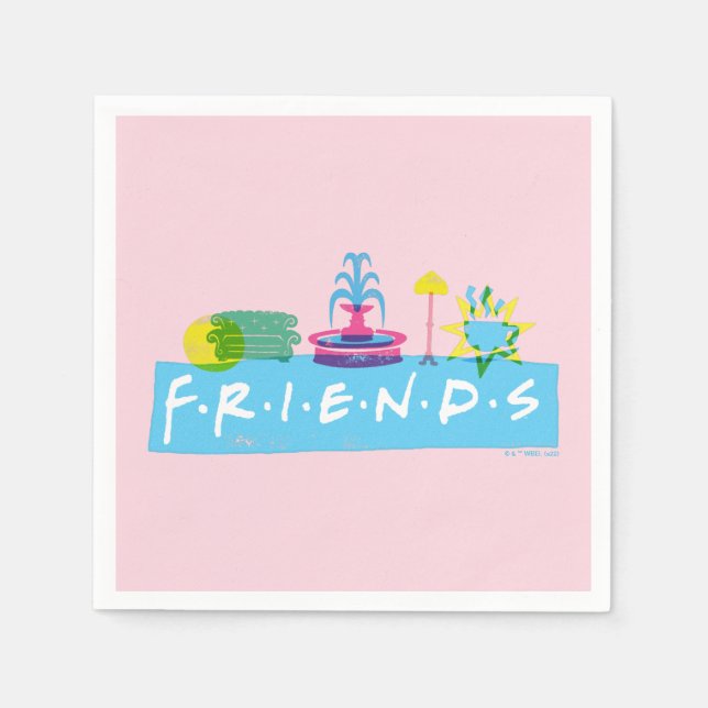 FRIENDS™ | Logotyp med Ikoner Pappersservett (Framsidan)
