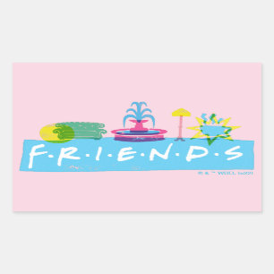 FRIENDS™ Logotyp med Ikoner Rektangulärt Klistermärke