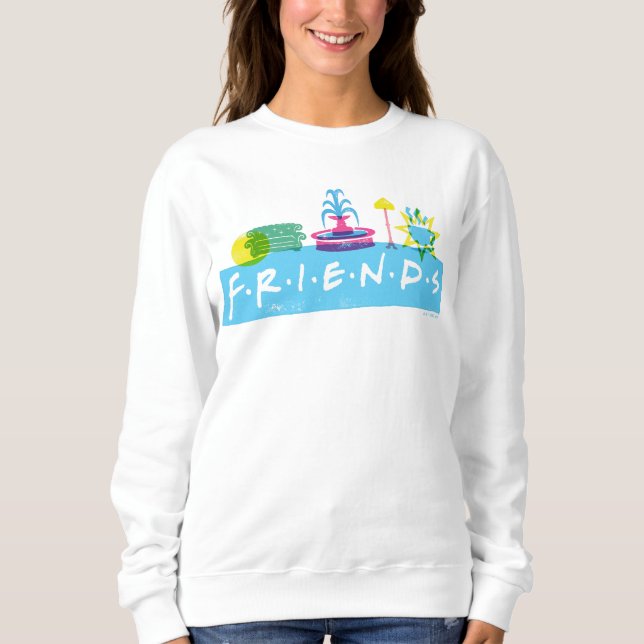 FRIENDS™ | Logotyp med Ikoner T Shirt (Framsida)