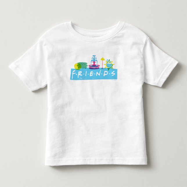 FRIENDS™ | Logotyp med Ikoner T Shirt (Framsida)