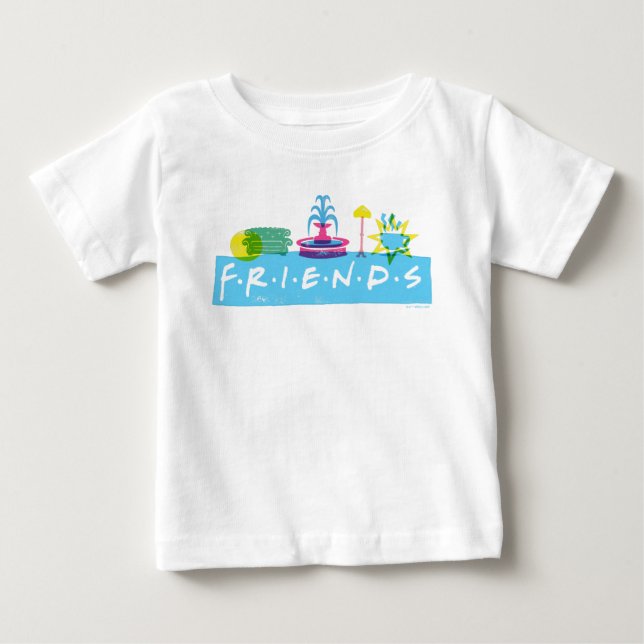 FRIENDS™ | Logotyp med Ikoner T Shirt (Framsida)