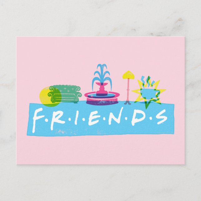 FRIENDS™ | Logotyp med Ikoner Vykort (Framsida)