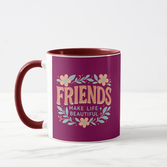Friends Make Life Beautiful Combo Mug – Floral  Mugg (Vänster)