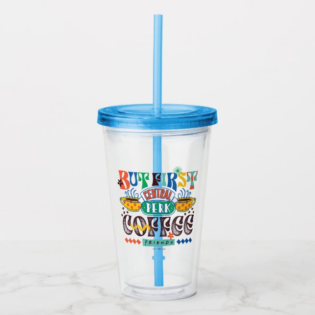FRIENDS™ | Men först kaffe Vibrant grafik Take Away Mugg (Framsida)