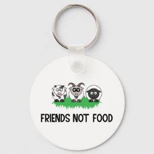 Friends not food, Gifts for Vegan Vegetarian Nyckelring