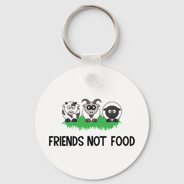 Friends not food, Gifts for Vegan Vegetarian Nyckelring (Framsida)