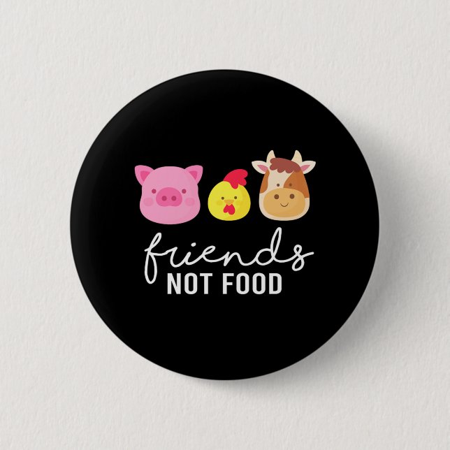 Friends Not Food Vegan Animal Högers Gift Knapp (Framsida)