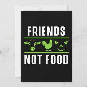 Friends Not Food Vegan Vegetarian Animal Högers Gi Inbjudningar
