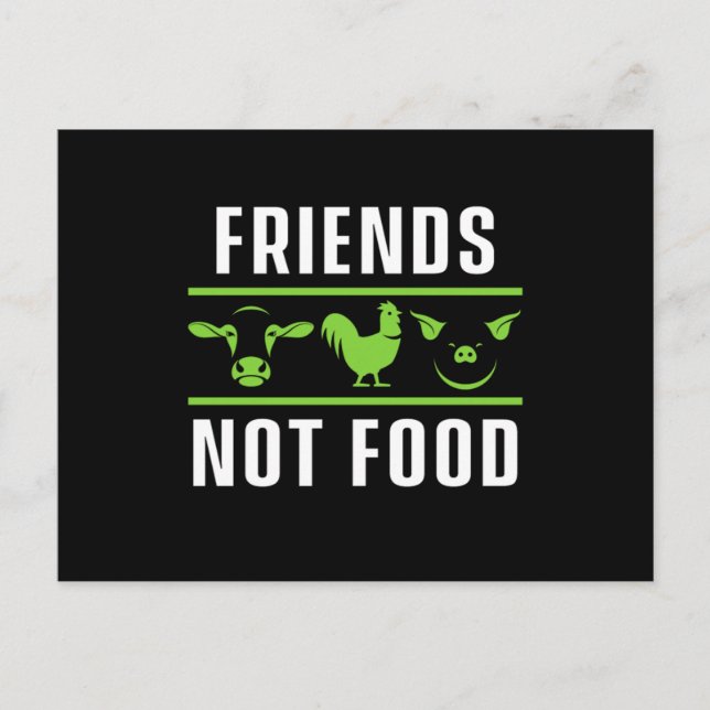 Friends Not Food Vegan Vegetarian Animal Högers Gi Vykort (Framsida)