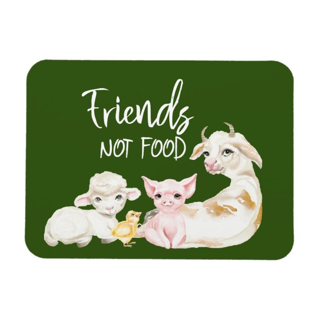 Friends not Food Vegan Vegetarian Diet Magnet (Horisontell)