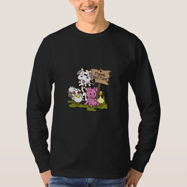 Friends not Food Vegan Vegetarian T Shirt (Framsida)