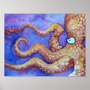 "Friends" Octopus & Crab, Fisk med attityder Poster