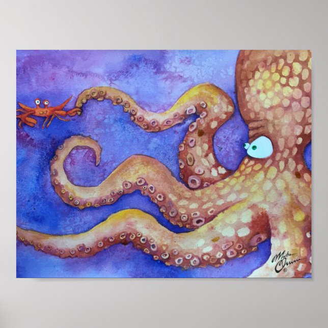 "Friends" Octopus & Crab, Fisk med attityder Poster (Framsidan)