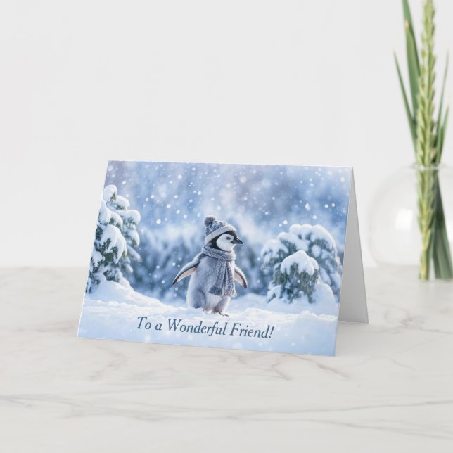 Friends or Friend Happy Holidays Christmas Penguin Kort (Framsida)